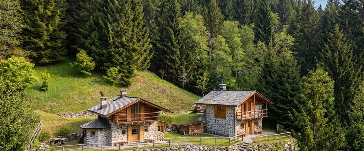 Baita ristrutturata immerse nella natura del Trentino.